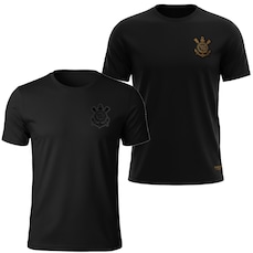 Kit 2 Camisetas Corinthians All Black Algodão Bordado Coimbra Masculina