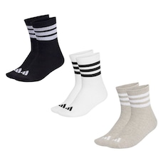 Meias adidas Cano Médio 3 Stripes Essentials - 3 pares - Unissex