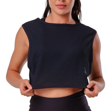 Blusa Cropped Em Tule Trabalhado Elite Feminino