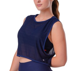 Blusa Cropped Em Tule Trabalhado Elite Feminino