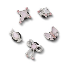 Kit Jibbitz Prata e Rosa Pack com 5 Peças