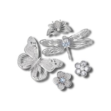 Kit Jibbitz Jardim de Prata Pack com 5 Peças