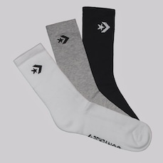 Kit Meia Converse Cano Médio Star Chevron 3 Pares Unissex