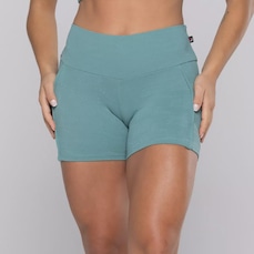 Imagem do produto Shorts Fitness Feminino Poliamida Textura Recortes Bolso na posição 13 de 5