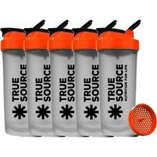 Imagem do produto Kit 5X Coqueteleira Slim - 600ml Transparente e Laranja - True Source na posição 5 de 2