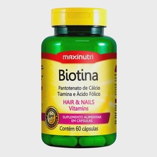 Imagem do produto Biotina Maxinutri Cabelo Unhas E Vitaminas + Acido Fólico 60 Capsulas Sabor Sem sabor na posição 21 de 4