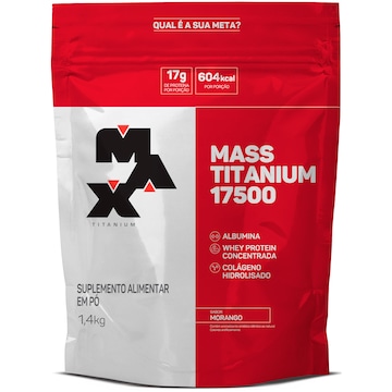 Whey Protein Max Titanium Morango Mass 17500 - 1,4Kg