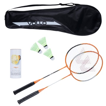 Kit Badminton Vollo Sports VB002 com 2 Raquetes, 3 Petecas e Raqueteira