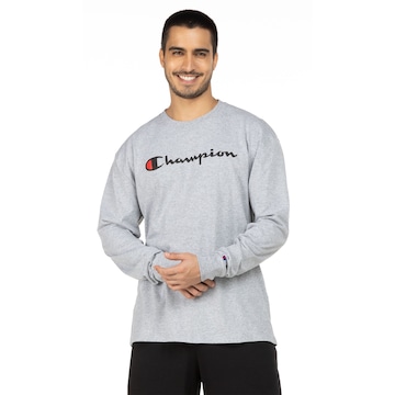 Camiseta Manga Longa Champion Masculina Gola Careca