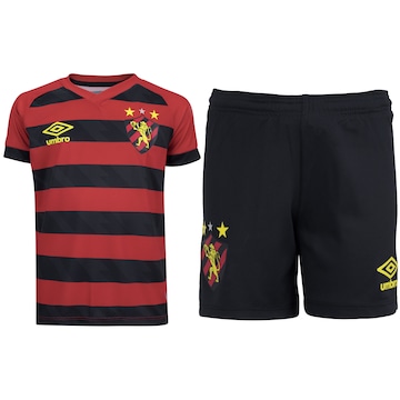 Kit de Uniforme de Futebol Infantil do Sport Club do Recife I 21 com Camisa e Calção Umbro