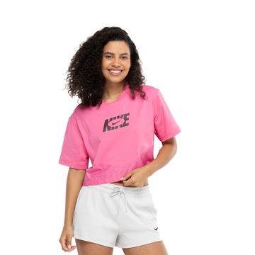 Blusa Cropped Feminina Nike Manga Curta Sportswear IC SS AOP