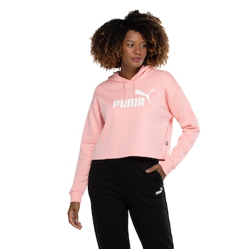 Blusa Feminina Cropped Puma com Capuz Essentials Logo