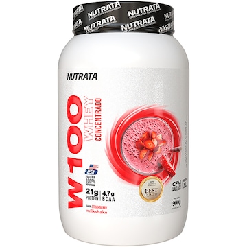 Whey Protein Nutrata W100 Concentrado Sabor Morango 900g