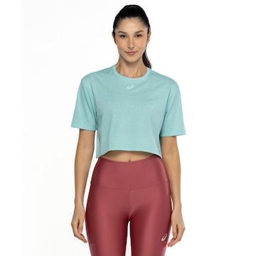 Blusa Cropped Feminina ASICS Manga Curta Malha