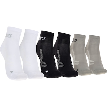 Kit 3 Pares de Meias ASICS Cano Baixo Quarter Tamanho 34-38 Adulto