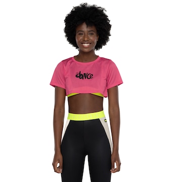 Blusa Cropped Feminina Fit Dance Manga Curta