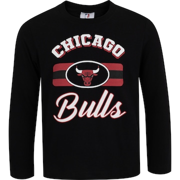 Camiseta do Chicago Bulls Infantil NBA Manga Longa Placement N0324