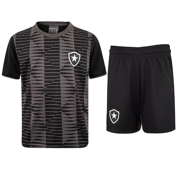 Kit de Uniforme do Botafogo Infantil Braziline Mini Craque Camiseta + Calção