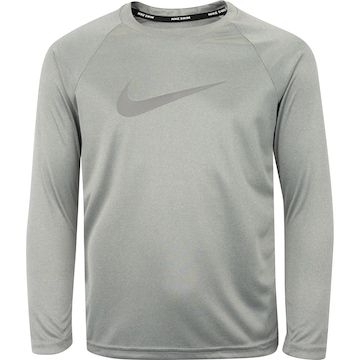 Camiseta Infantil Nike Manga Longa Heather Sleeve Hydrogua Proteção UV