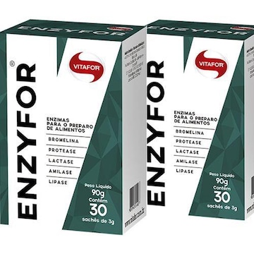 Enzimas Digestivas Vitafor Enzyfor - 30 Sachês de 3g - 2 Caixas