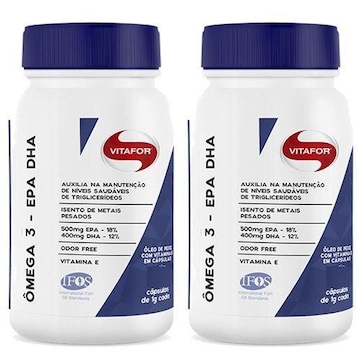 Ômega 3 Vitafor Omegafor 1g - 2 Unidades com 60 Cápsulas Cada