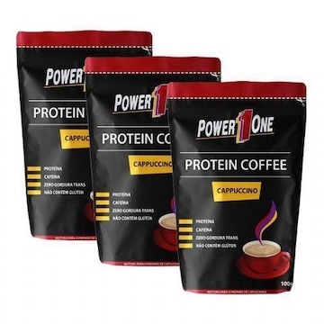 Café Proteico Power One Protein Coffee - Capuccino - 100g - 3 Pacotes