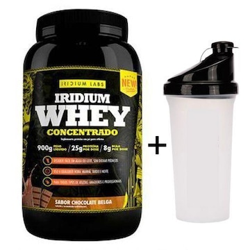 Whey Protein Iridium Labs - Baunilha - 900g + Coqueteleira Slim - 600ml