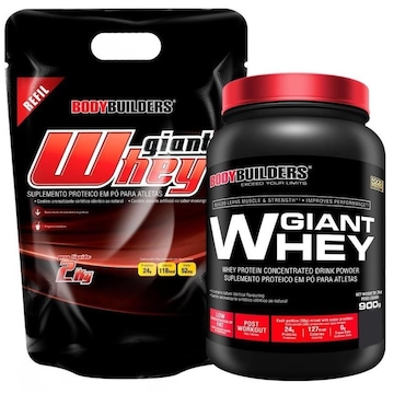 Kit Giant Whey Bodybuilders Protein - Chocolate - Refil - 2Kg + Giant Whey Protein - Chocolate - 900g