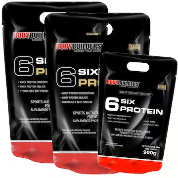 6 Six Protein Bodybuilders - 2Kg - 2 Pacotes + 6 Six Protein - 900g