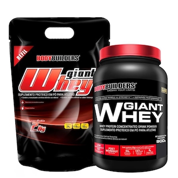 Giant Whey Protein Bodybuilders Refil - Baunilha - 2Kg + Giant Whey Protein - 900g