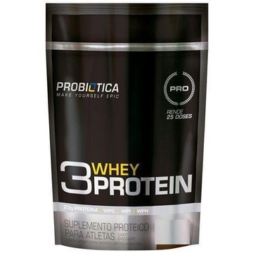3 Whey Protein Probiótica - Morango - 825g - 5 Pacotes