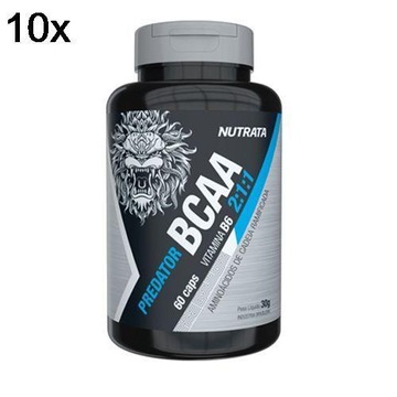 BCAA 2:1:1 Nutrata Predator - 60 Cápsulas - 10 Frascos