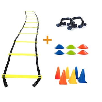 Kit Treinamento Funcional Yang Fit: Escada de Agilidade + Cones + Apoio de Flexão