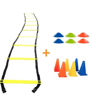 Kit Treinamento Funcional Yang Fit: Escada de Agilidade + 6 Cones + 6 Chapéu Half