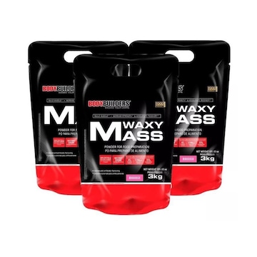 Kit Hipercalórico Bodybuilders Waxy Mass - Morango - 3Kg - 3 Unidades