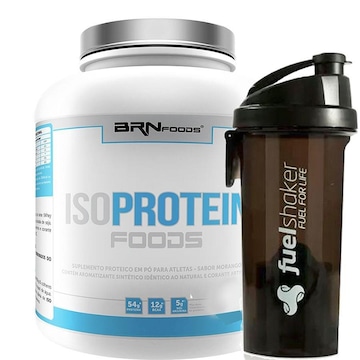 Whey Protein Isolado Brn Foods Iso Protein - Morango - 2kg + Fuel Shaker