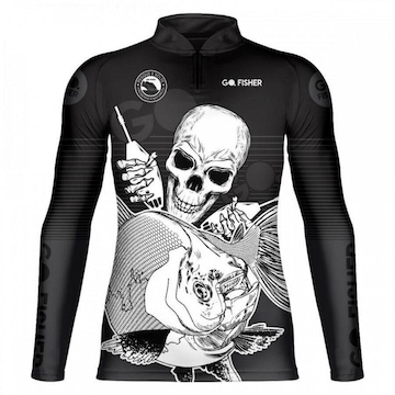 Camiseta Manga Longa de Pesca Go Fisher Tambaqui Skull GOSK03 - Masculina