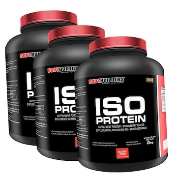 Kit 2x Whey Protein Isolado Bodybuilders Morango - 2kg + 1x Whey Protein Isolado Chocolate - 2kg