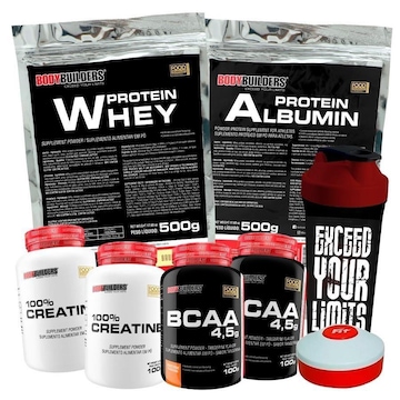 Kit Whey Protein Mor 500g + Albumin Protein Mor + 2x BCAA Tang + 2x Creatina + Coqueteleira