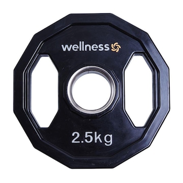 Anilha Wellness Poliuretano Furacão Olímpica 12 Faces com Pegada WK017 -  2,50kg