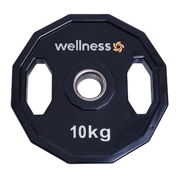 Anilha Wellness Poliuretano Furacão Olímpica 12 Faces com Pegada WK016 - 10kg