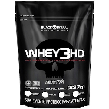 Whey 3 HD Black skull Morango - 837g Refil