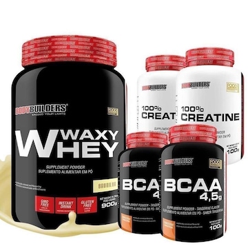 Kit Bodybuilders Whey Protein Baunilha - 900g + 2x BCAA - 100g + 2x Creatina 100g