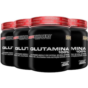 Kit Glutamina 100% Bodybuilders - 4 potes - 300g