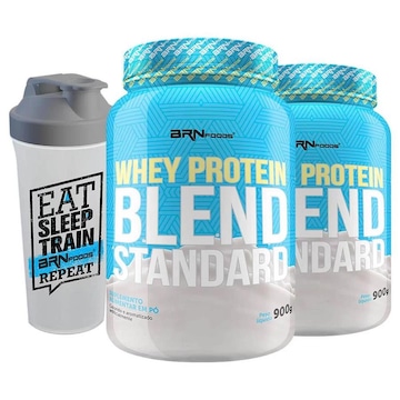 Kit 2x Whey Protein 900g Morango + Coqueteleira - BRN Foods