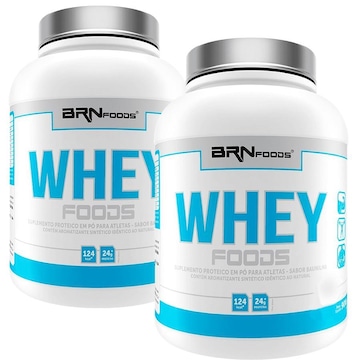 Kit Whey Protein BRN Foods - Morango - 900g - 2 Unidades