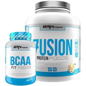 Kit BRN Foods Whey Protein Fusion 2kg Baunilha + BCAA 100g