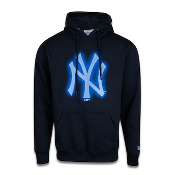 Blusão de Blusão de Moletom New Era com Capuz com Capuz Canguru MLB New York Yankees Space Glow - Masculino