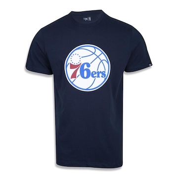 Camiseta New Era Plus Size Regular Manga Curta Philadelphia 76ers Logo - Masculino