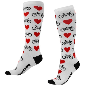 Meias Cano Longo Hupi Love Bike Semi Compressiva - 36 ao 42 - Adulto